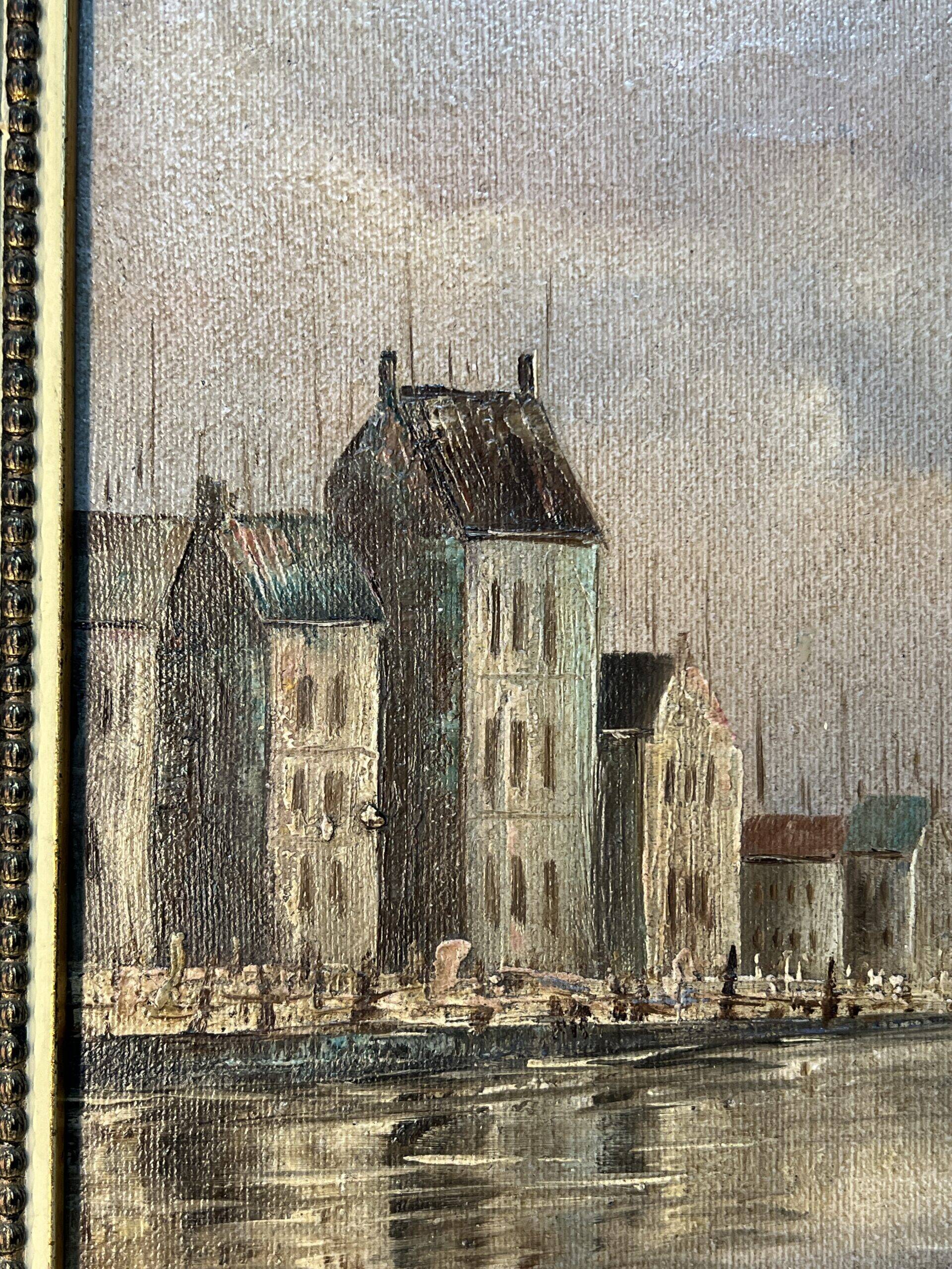 Alexandre Thomas Francia, oil on canvas with marine theme and sailboats