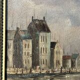 Alexandre Thomas Francia, oil on canvas with marine theme and sailboats