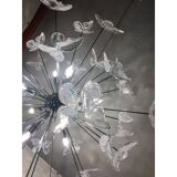 Contemporary White Butterfly Murano Glass Sputnik Chandelier