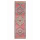 Vintage Turkish Hand-Knotted Wool Cotton Pink Runner Rug 98x330