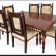 Dining table and 6 carved wooden chairs - Classic style - Chiniot, Pa