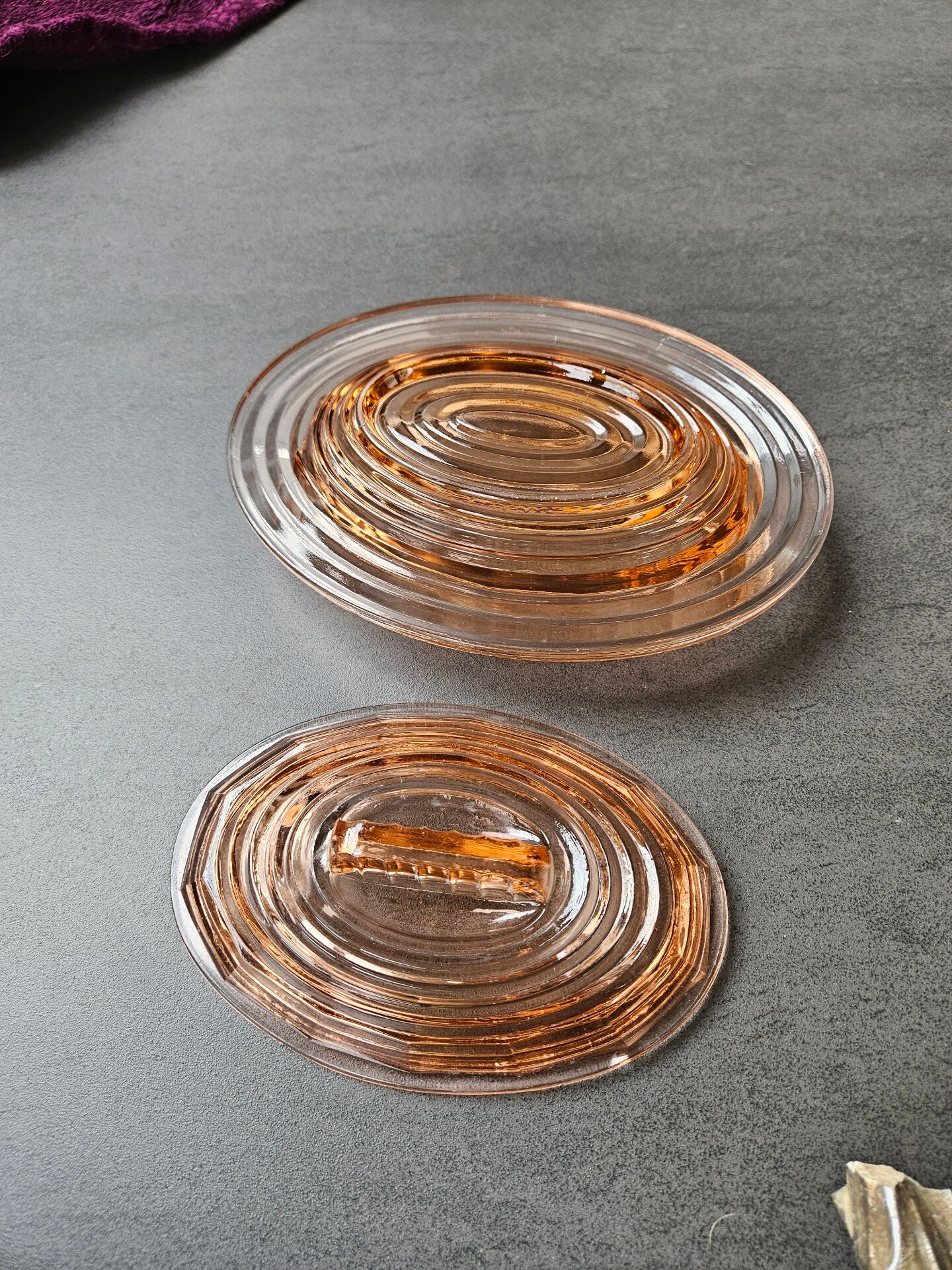 Rosaline glass butter dish: Art Deco