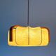 Mid-century cocoon pendant lamp, resin & pine wood, Italy, 1960s