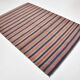 Navy Blue & Terracotta Hand Woven Turkish Striped Kilim Rug, 147x217 Cm