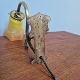 Art Nouveau wall light in bronze and satin glass, 1910s