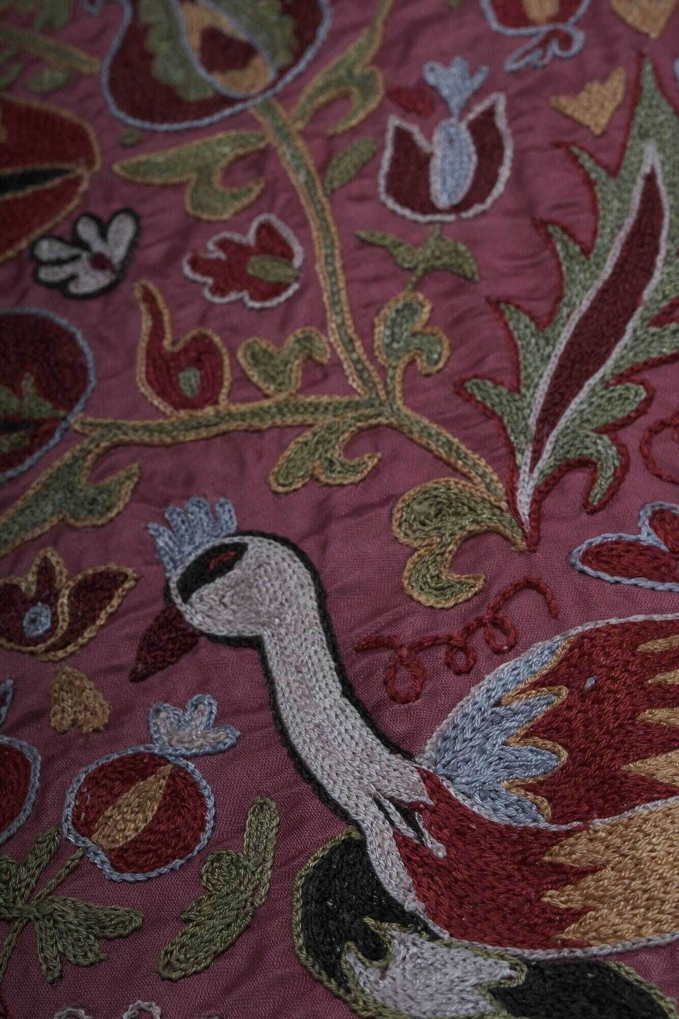 Vintage hand-embroidered tribal tapestry 53x186 cm