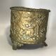 Antique Napoleon III Brass Planter with Embossed Hunting Scene Decor