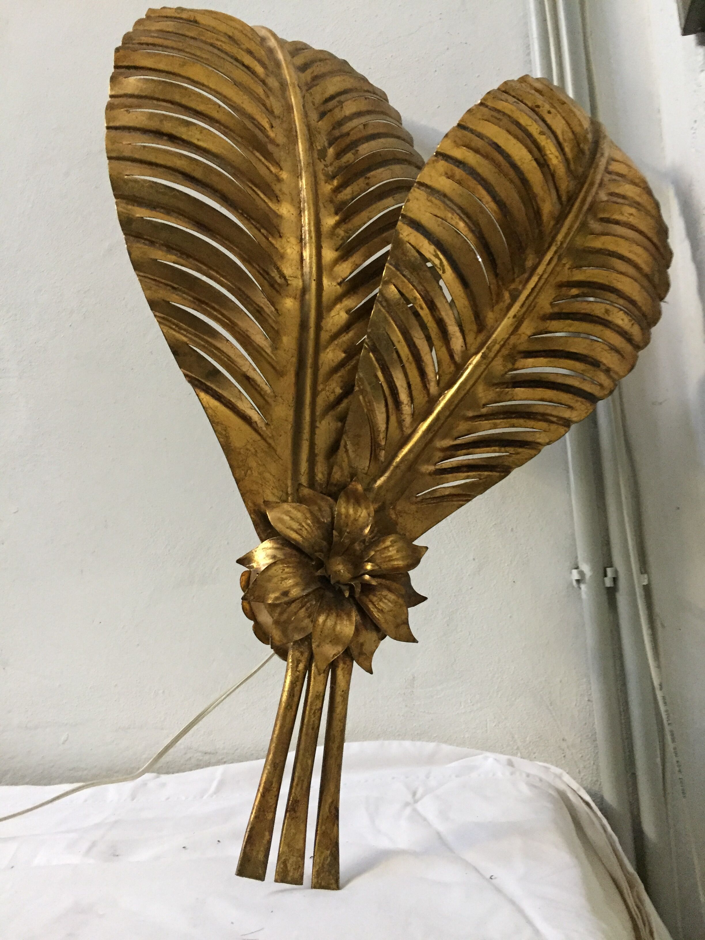 Wall light gold leaves, 70s