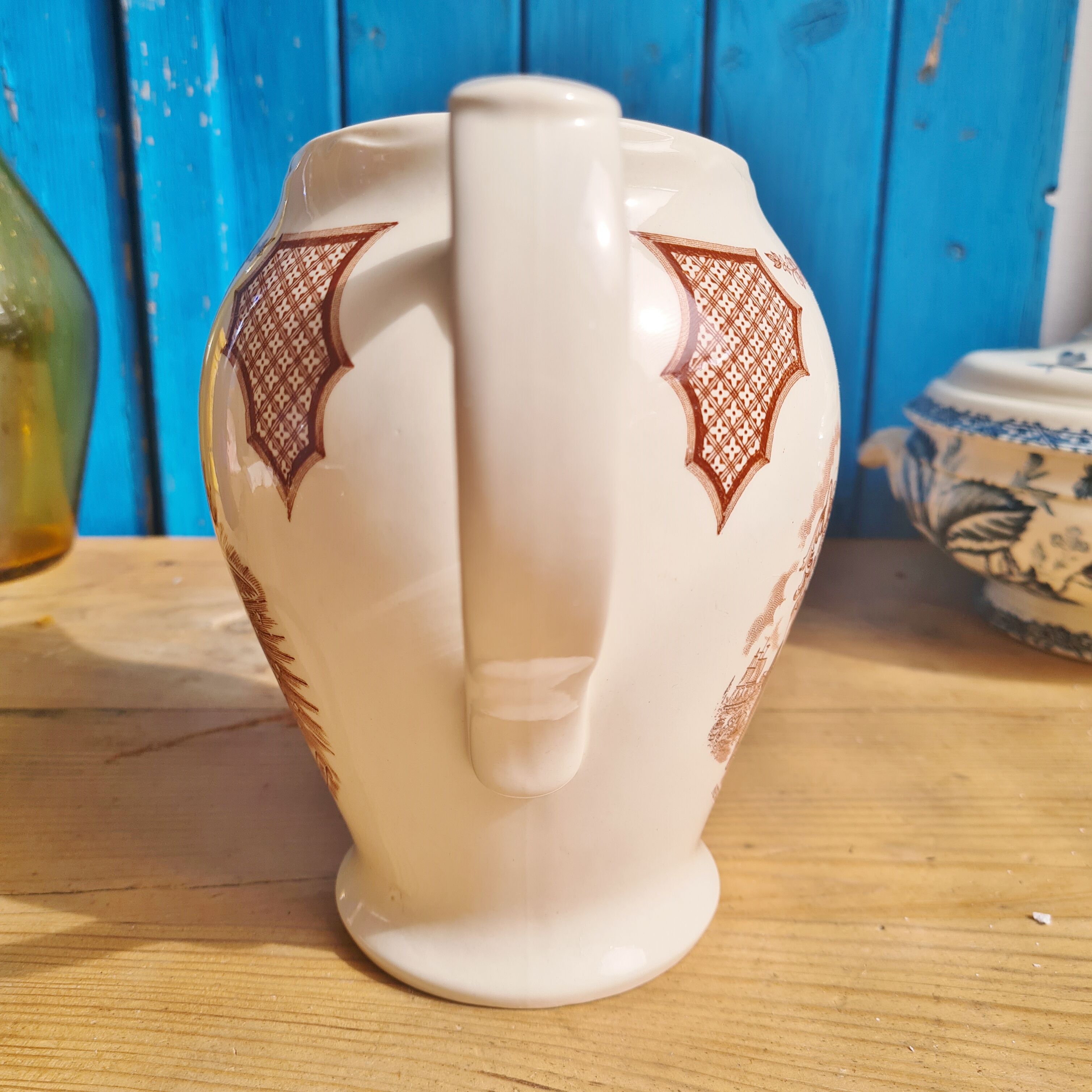 Vintage ceramic pitcher alfred meakin england fair winds new york state seal