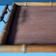 Old serving tray in faux bamboo and brass, 19th century