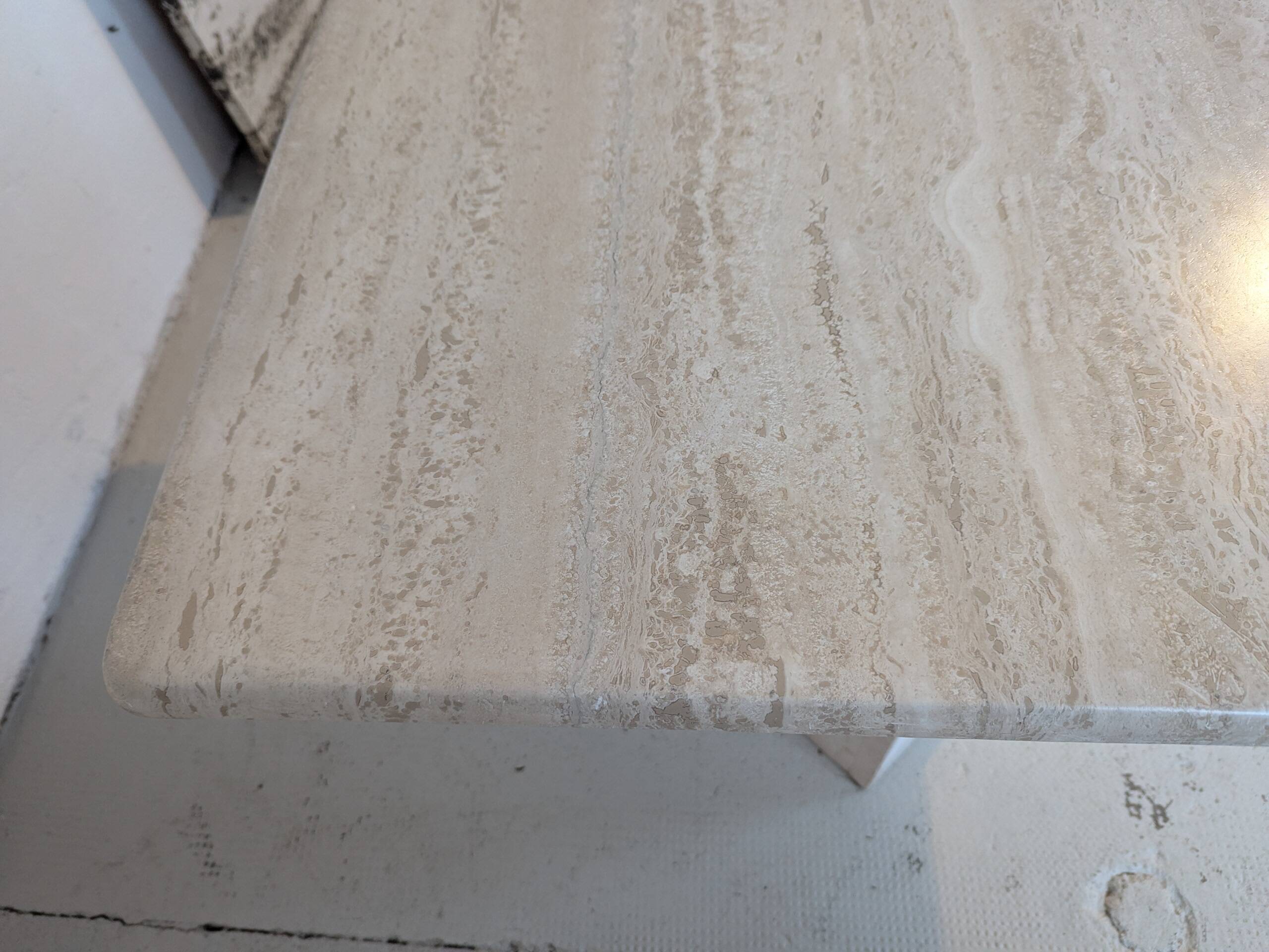 Square travertine coffee table, 1970s.