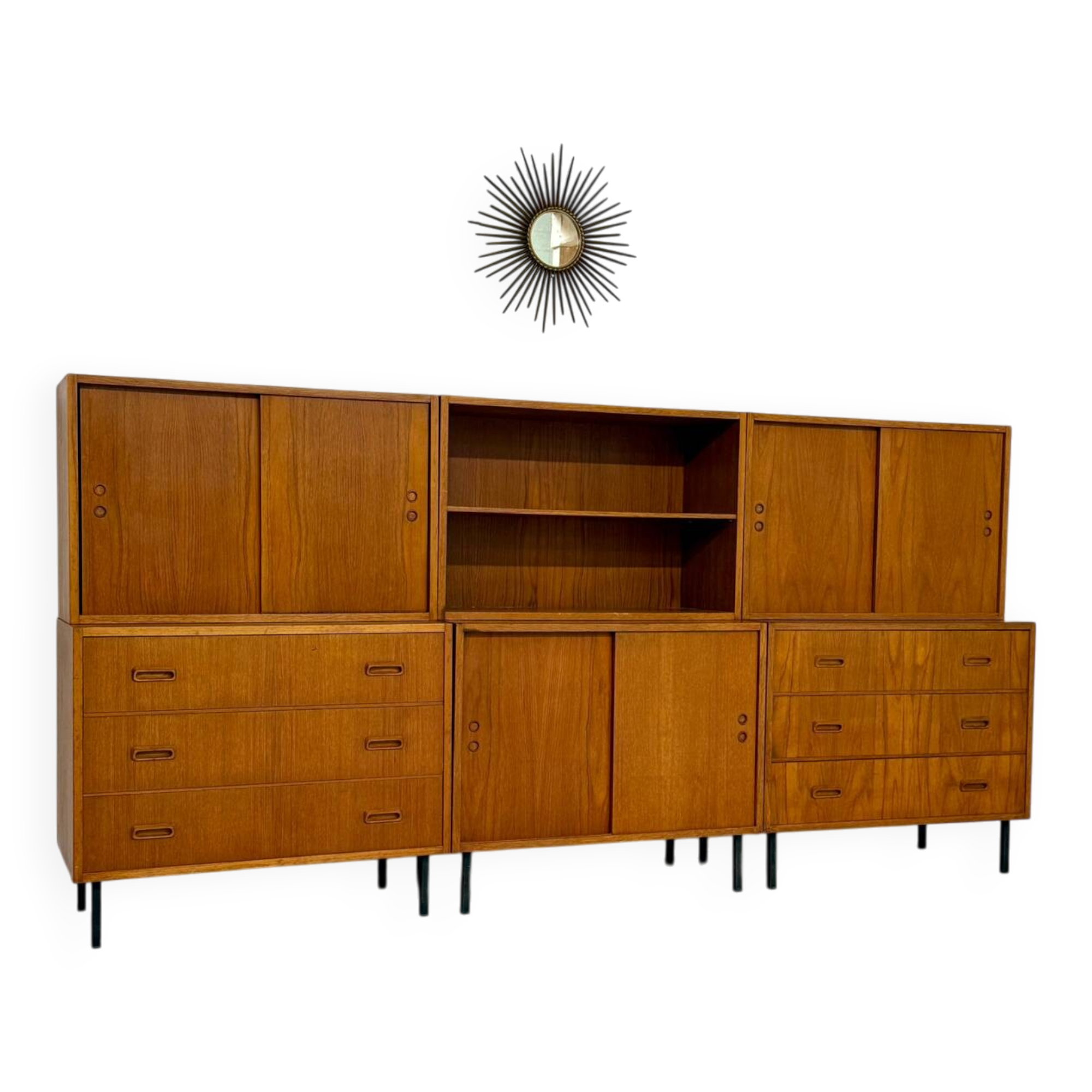 Antique 1950s vintage designer oak modular sideboard
