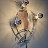 Vintage chrome metal wall light, 70s