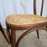 Set of 4 Vintage Thonet Style Dining Chairs: Bentwood Cane Seat, 1970s Bist