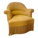 Fauteuil crapaud en tissu jaune