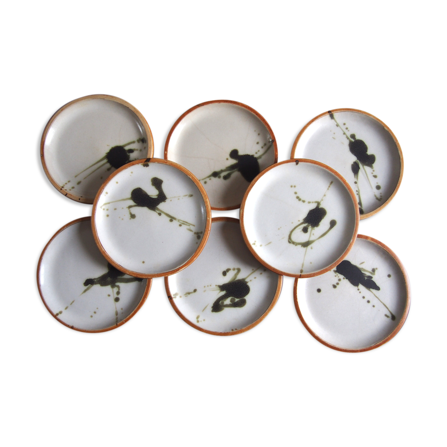 Lot de 8 assiettes à dessert en grès