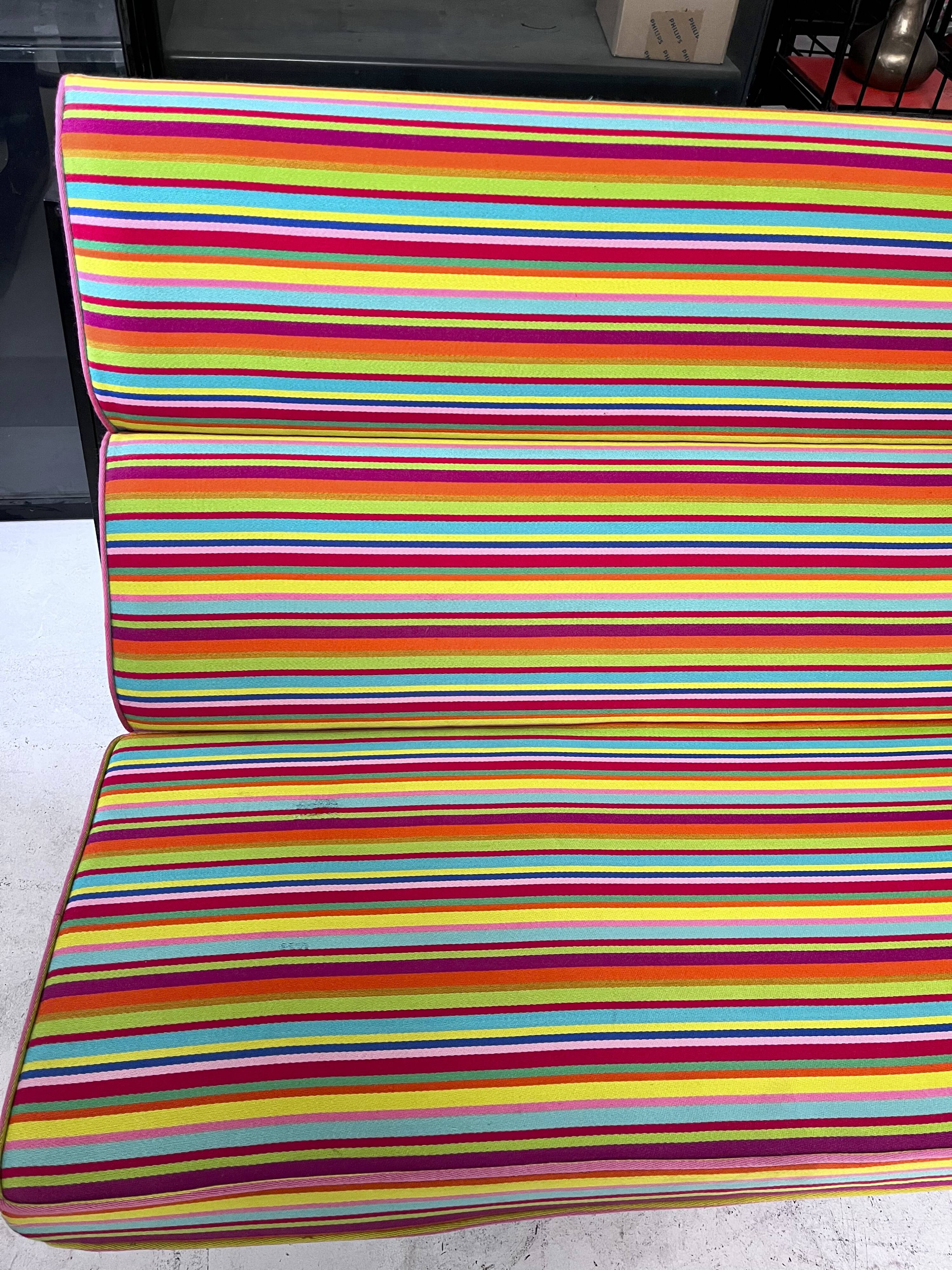 Compact sofa Eames Vitra Alexander Girard Miller stripe fabric