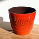 Grand cache-pot vintage en céramique allemande, texture fraise rouge