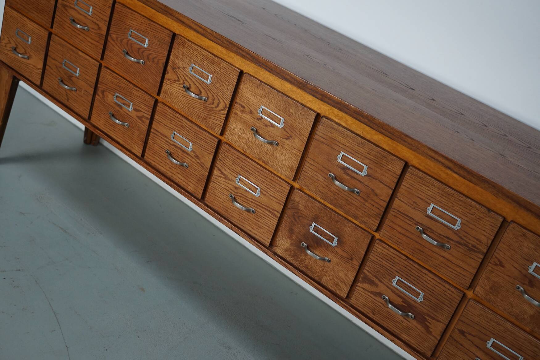 Vintage Dutch Oak Apothecary Sideboard / Filing Cabinet, 1950s