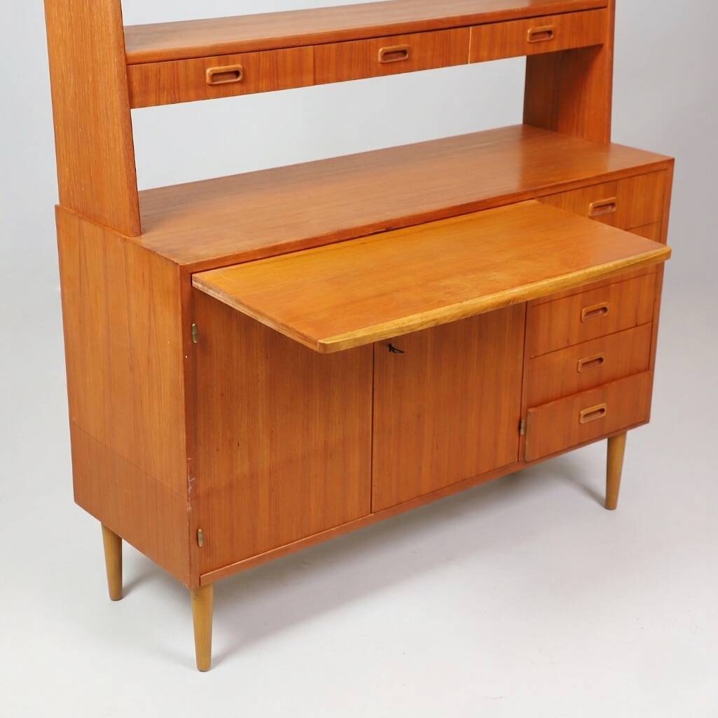 Vintage Scandinavian teak secretary bookcase, 1960s