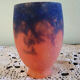 Tulip for chandelier or lamp - orange blue purple marbled glass Art Deco