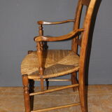 Pair of straw armchairs in cherry wood Directoire early XIX