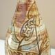 Glazed ceramic drop vase, signed Michel Argans, leaf decoration