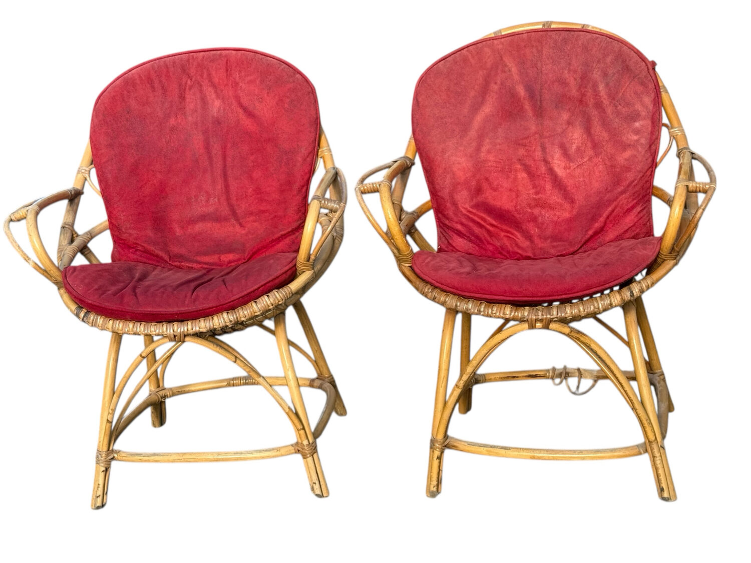 Set of 2 rattan armchairs from the 1960s, France.