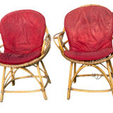 Set of 2 rattan armchairs from the 1960s, France.