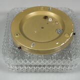 1960s 1970s Ceiling Lamp Flush Mount in Glass & Metal Space Age Design