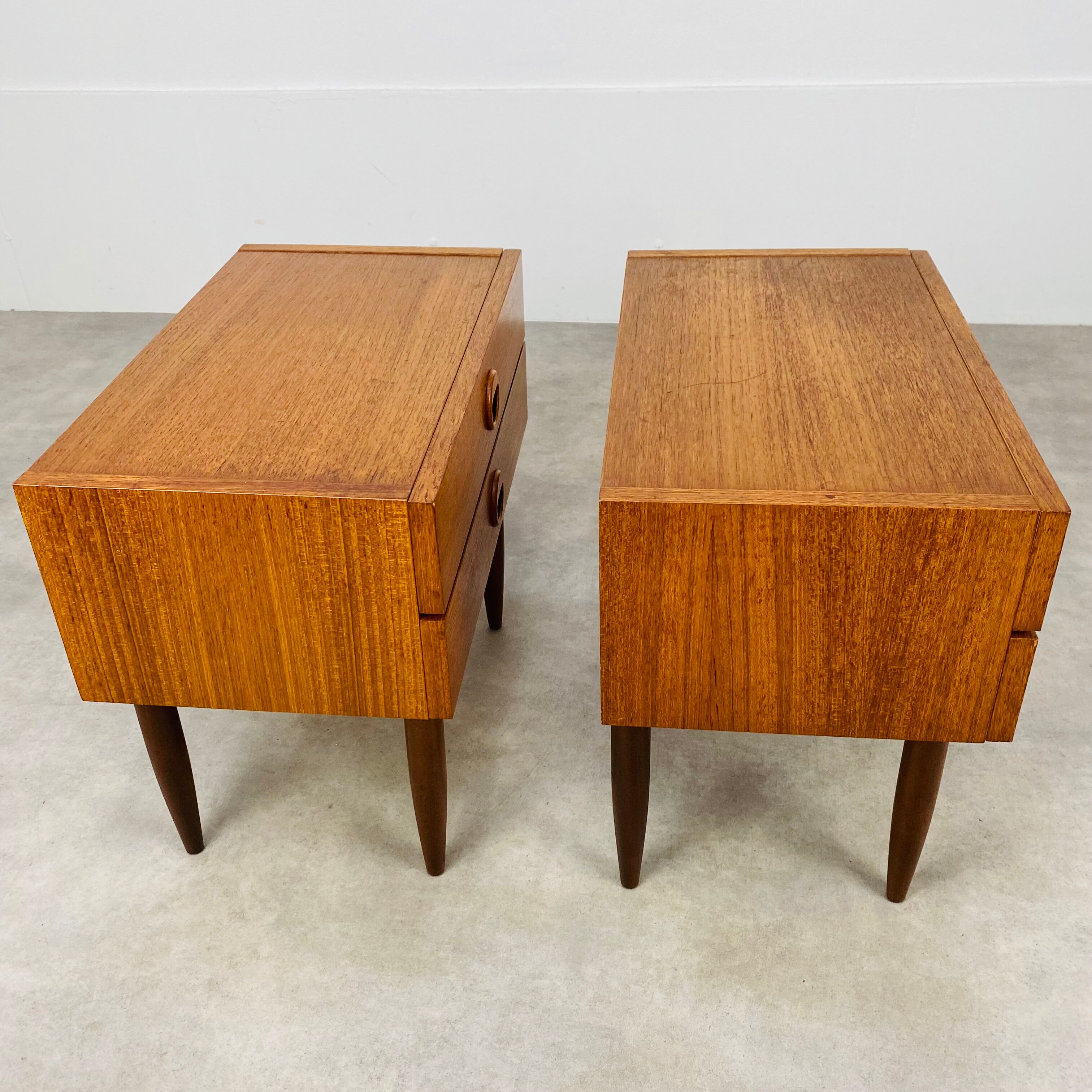 Pair of Scandinavian teak bedside tables 60s