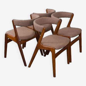 Ensemble de quatre fauteuils à feu en teck par Kai Kristiansen recouverts de laine vierge, Danemark, 1960