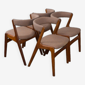 Set of Four Teak Fire Chairs by Kai Kristiansen in new wool upholstery, Denmark, 1960s