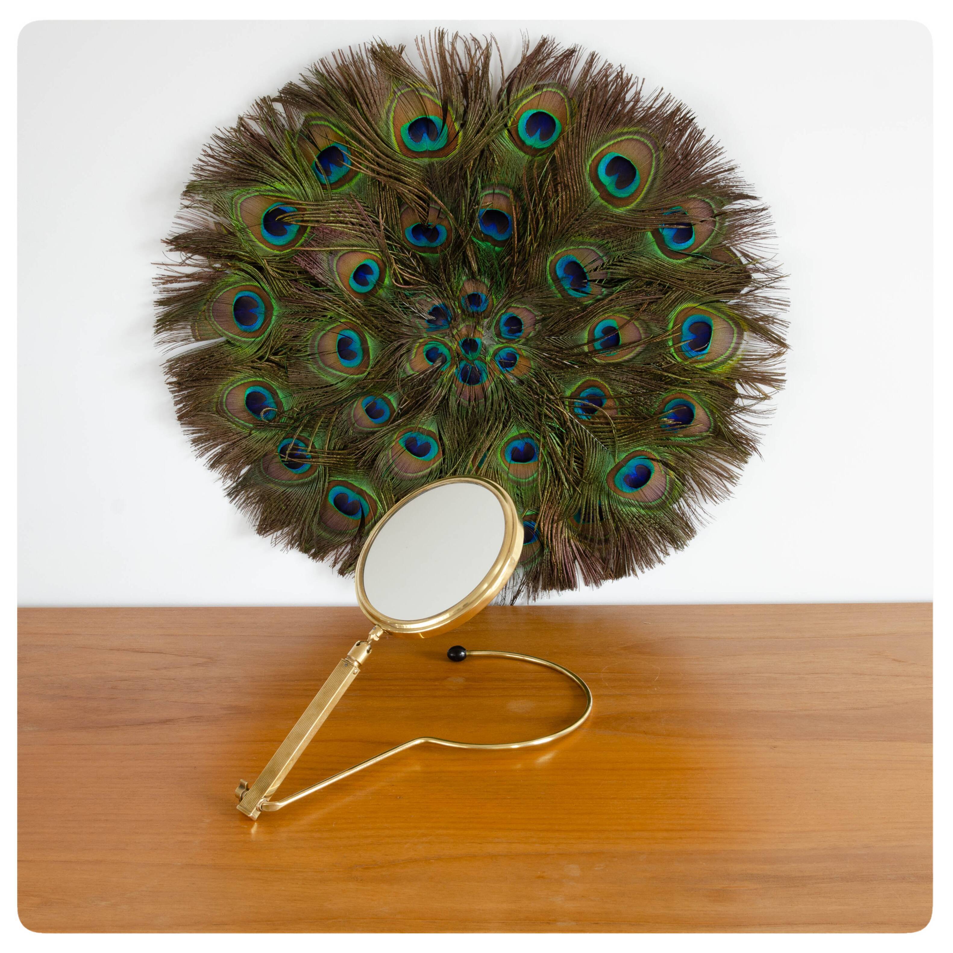 Old brass double sided mirror, France, Circa 1950