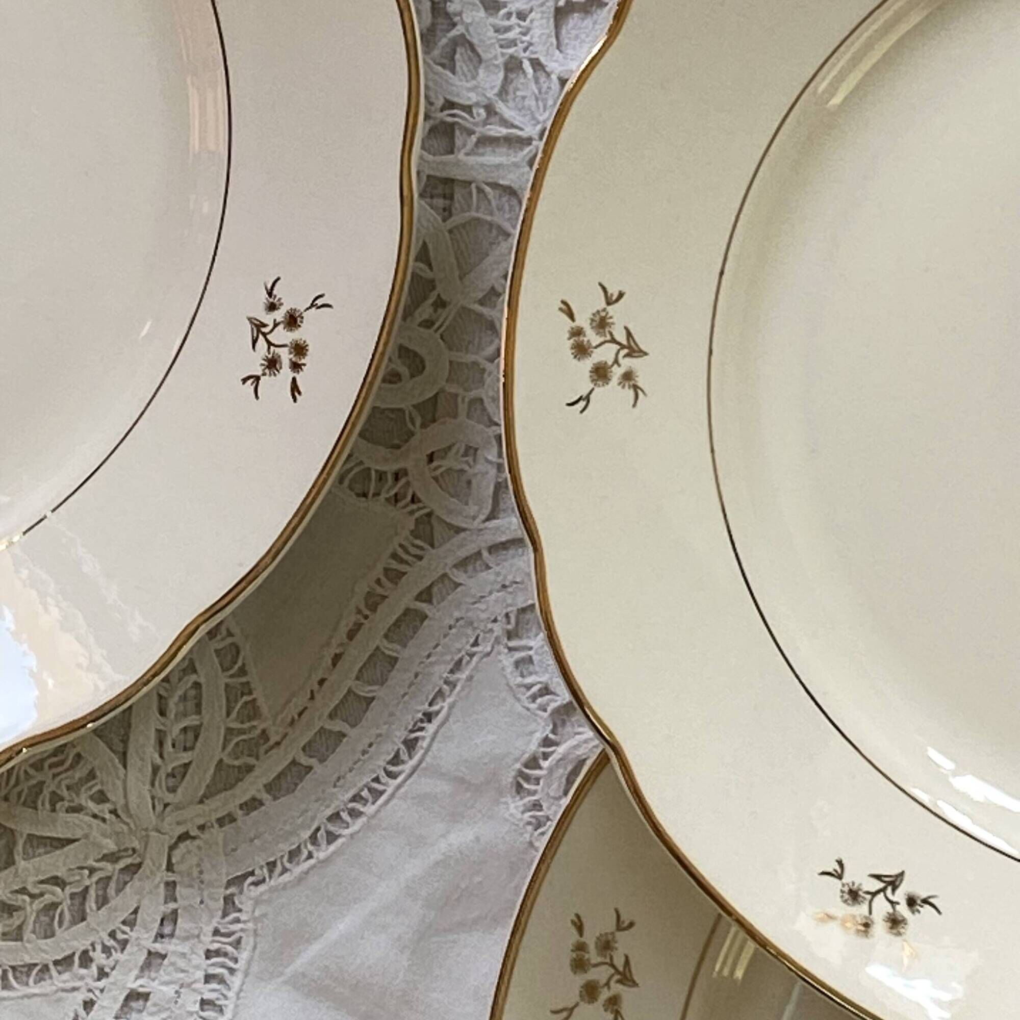 6 flat earthenware plates in beige and gold Villeroy Boch ACC-7227