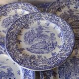 Lot de 10 assiettes anglaises à décor romantique bleu