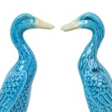 Vintage Duck Figurine Figure Couple Blue Chinese Porcelain 12cm