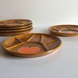 6 assiettes compartimentées vintage