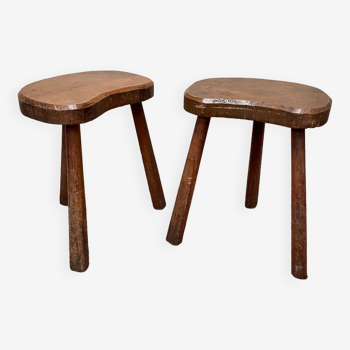 Pair of vintage brutalist tripod stools 50/60
