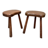Pair of vintage brutalist tripod stools 50/60
