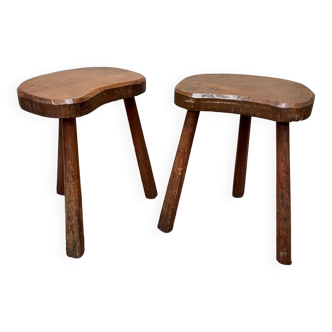 Pair of vintage brutalist tripod stools 50/60