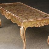 19th century coffee table. Gilded stucco and marble.