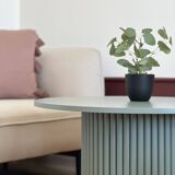 table basse ronde cannelée vert vente Ø 70 cm