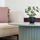 table basse ronde cannelée vert vente Ø 70 cm