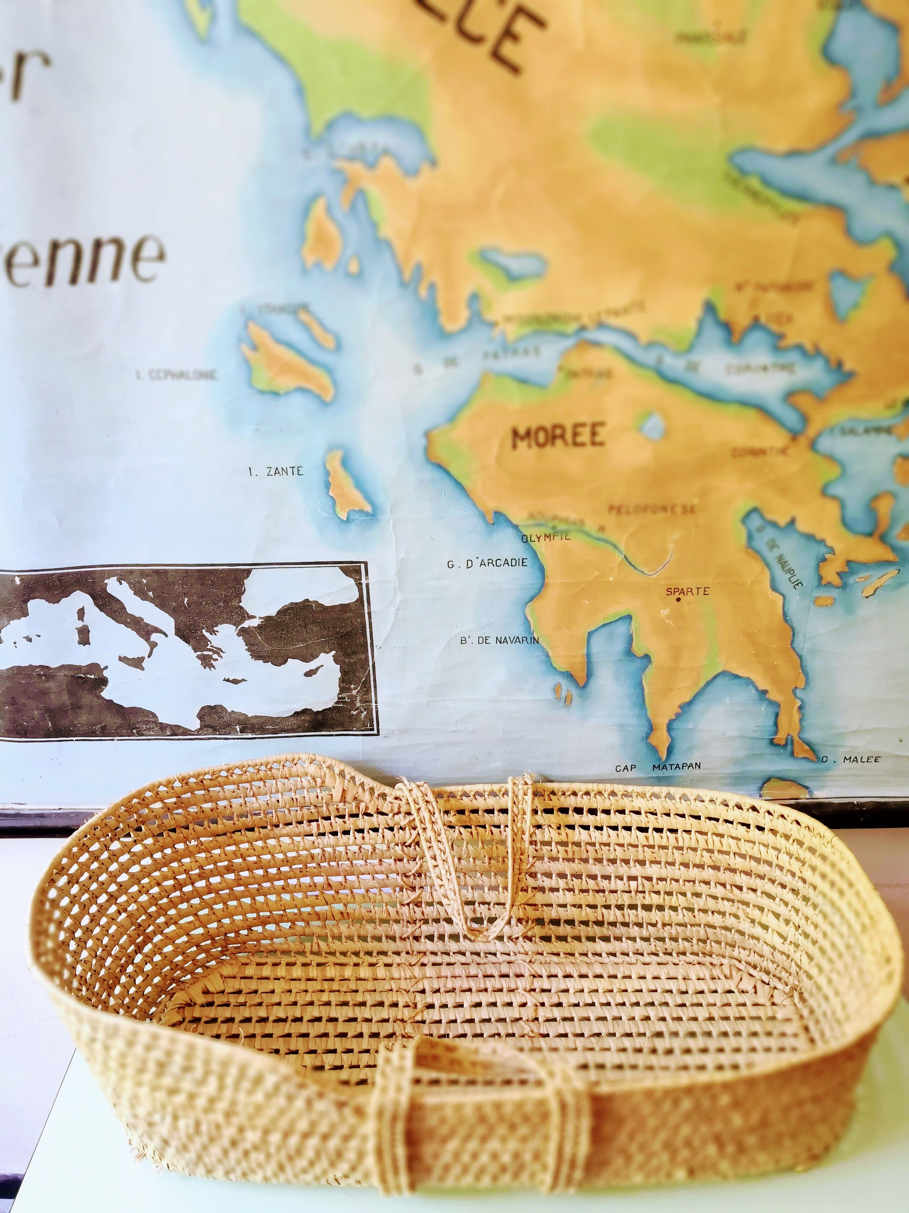 Vintage braided Wicker bassinet