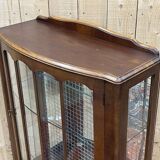 1950s English walnut display cabinet