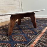 Marble and rosewood coffee table, designed by Hugues Poignant for Roche Bobois