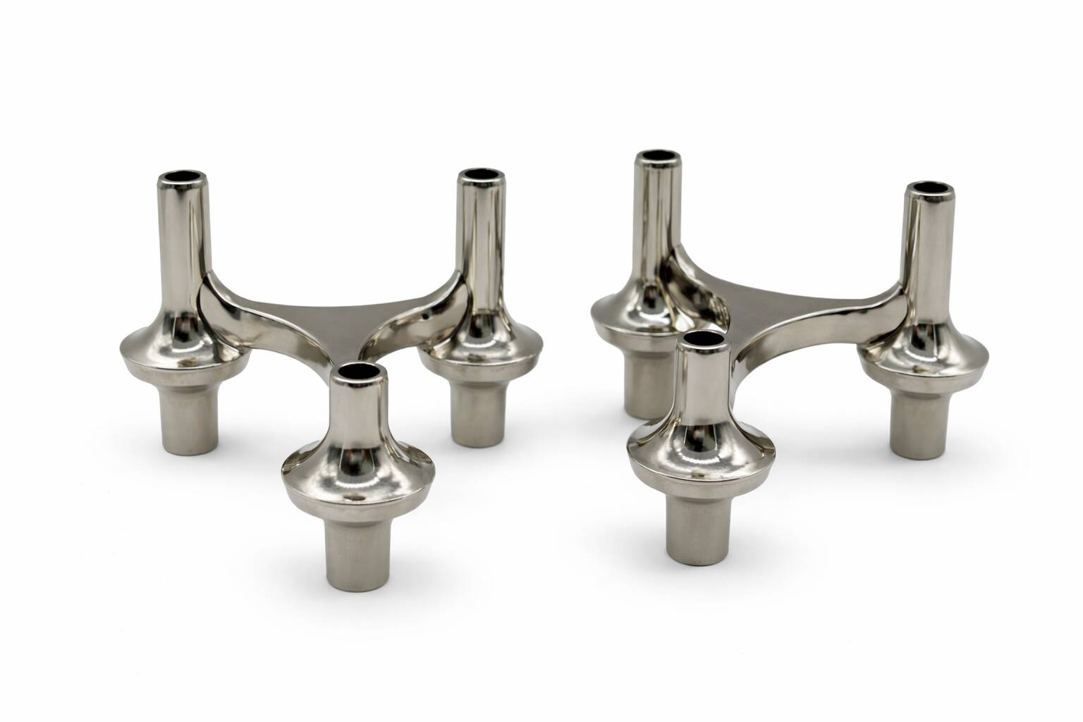 Pair of modular candle holders, German design, Nagel type, 1970s.