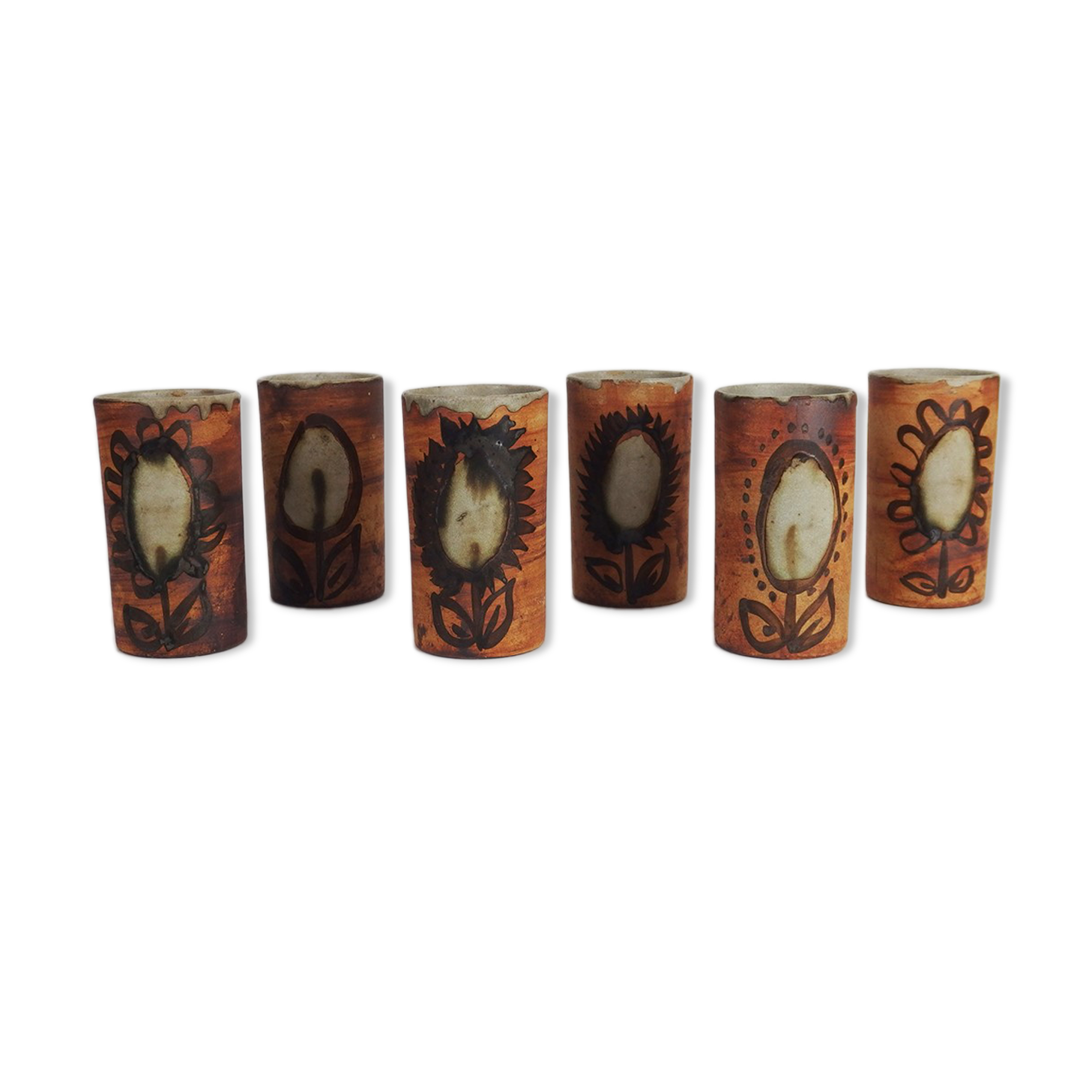 Set of six ceramic cups by "The Dove"
