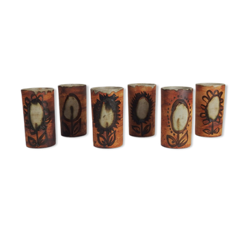 Set of six ceramic cups by "The Dove"